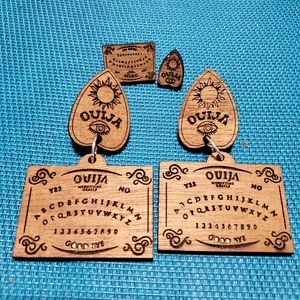 Two pair of Ouija Board Earrings one dangle and one studs Halloween
